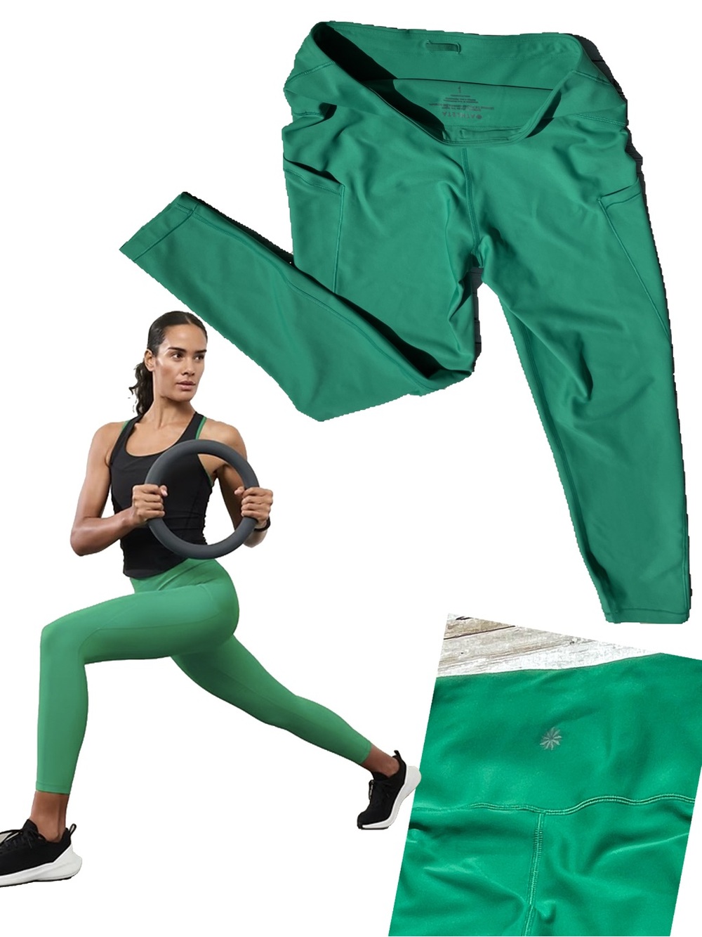 Athleta Petite Interval Stash 7/8 Tight HR Bright Green Women’s SP EUC